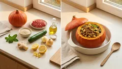 Gefüllter Hokkaido-Kürbis mit Hack – saftig aus dem Ofen, perfekt für den Herbst