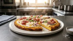 Polenta-Pizza aus dem Ofen: mit Ziegenkäse, Feigen und Trauben (süß-herzhaft)