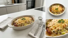 Überbackene Hähnchenschnitzel mit Lauch und Champignons – cremig aus dem Ofen