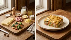 Cremiger Nudelauflauf mit Béchamel, Gemüse und Schinken – lässt sich prima vorbereiten